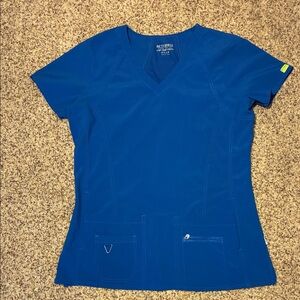 Med Couture Royal Blue Women's Short Sleeve Scrub Top Used Sz medium